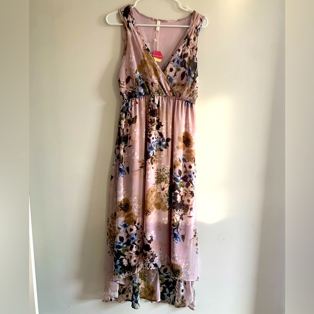 Pinkblush Pink Floral V-Neck High-Low Maxi Dress